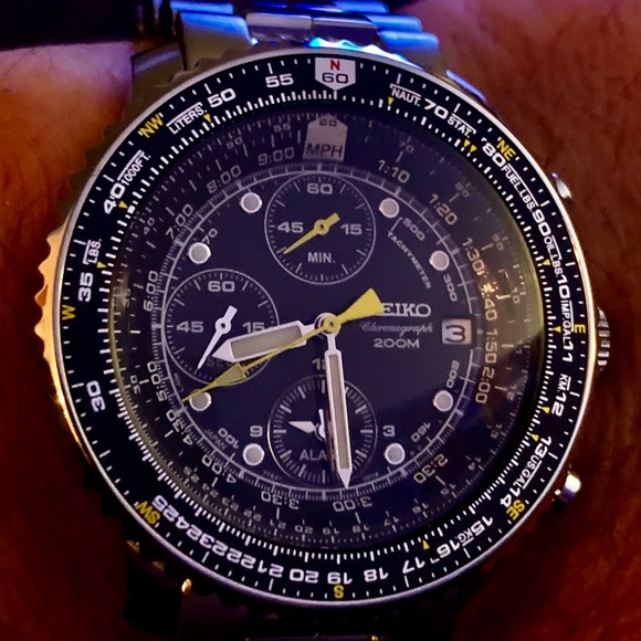 Seiko Flightmaster Chronograph Watch SNA411 Alarm - Picture 6 of 11